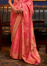 Load image into Gallery viewer, Brink Pink Designer Satin Silk Saree