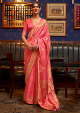 Load image into Gallery viewer, Brink Pink Designer Satin Silk Saree