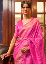 Load image into Gallery viewer, Shocking Pink Designer Satin Silk Saree