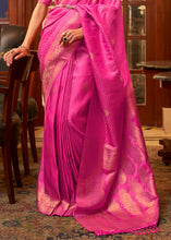 Load image into Gallery viewer, Shocking Pink Designer Satin Silk Saree