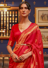 Load image into Gallery viewer, Scarlet Red Designer Satin Silk Saree