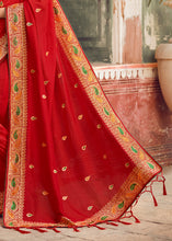 Load image into Gallery viewer, Crimson Red Silk Saree with Hand work Embroidery