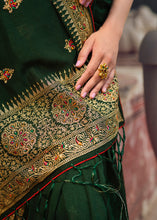 Load image into Gallery viewer, Sacramento Green Silk Saree with Hand work Embroidery