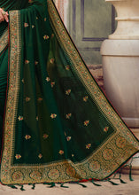 Load image into Gallery viewer, Sacramento Green Silk Saree with Hand work Embroidery