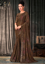 Load image into Gallery viewer, Coffee Brown Embroidered Sequins Designer Georgette Saree