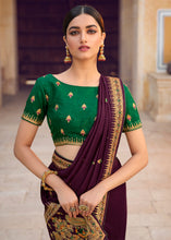 Load image into Gallery viewer, Raisin Purple Silk Saree with Hand work Embroidery