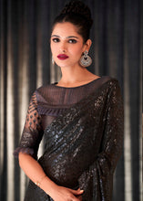 Load image into Gallery viewer, Shadow Grey Embroidered Sequins Designer Georgette Saree