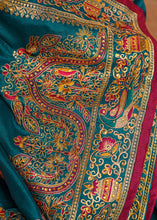 Load image into Gallery viewer, Dark Teal Blue Silk Saree with Hand work Embroidery
