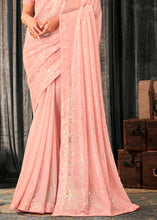 Load image into Gallery viewer, Mauvelous Pink Embroidered Sequins Designer Georgette Saree
