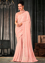 Load image into Gallery viewer, Mauvelous Pink Embroidered Sequins Designer Georgette Saree