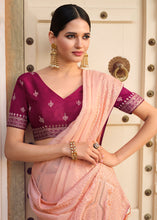 Load image into Gallery viewer, Light Pink Organza Saree with Hand work Embroidery