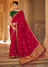 Load image into Gallery viewer, Ruby Pink Silk Saree with Hand work Embroidery
