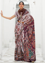 Load image into Gallery viewer, Cloudy Grey Digital Floral Printed Crepe Silk Saree