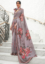 Load image into Gallery viewer, African Purple Digital Printed Crepe Silk Saree