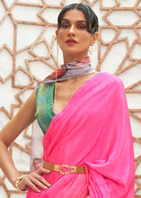 Load image into Gallery viewer, Hot Pink Digital Printed Crepe Silk Saree