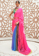 Load image into Gallery viewer, Hot Pink Digital Printed Crepe Silk Saree