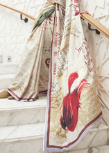 Load image into Gallery viewer, Parchment White Digital Printed Crepe Silk Saree
