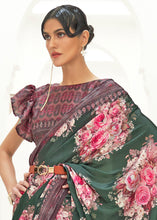 Load image into Gallery viewer, Opal Green Digital Printed Crepe Silk Saree