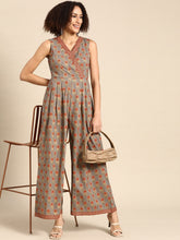 Load image into Gallery viewer, Overlap neck pleated jumpsuit