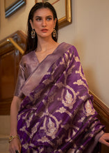 Load image into Gallery viewer, Eminence Purple Two Tone Handloom Woven Organza Silk Saree