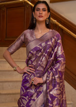 Load image into Gallery viewer, Eminence Purple Two Tone Handloom Woven Organza Silk Saree