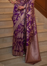 Load image into Gallery viewer, Eminence Purple Two Tone Handloom Woven Organza Silk Saree