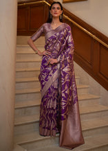 Load image into Gallery viewer, Eminence Purple Two Tone Handloom Woven Organza Silk Saree
