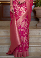 Load image into Gallery viewer, Hot Pink Two Tone Handloom Woven Organza Silk Saree