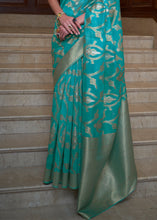 Load image into Gallery viewer, Shades Of Blue Two Tone Handloom Woven Organza Silk Saree