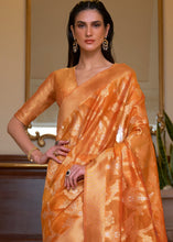 Load image into Gallery viewer, Sandstone Orange Two Tone Handloom Woven Organza Silk Saree
