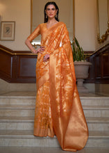 Load image into Gallery viewer, Sandstone Orange Two Tone Handloom Woven Organza Silk Saree