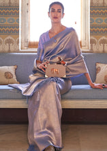 Load image into Gallery viewer, Metallic Lavender Blue Soft Handloom Weave Kanjivaram Silk Saree : Top Pick