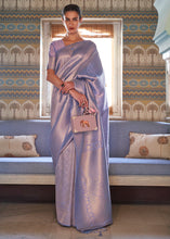 Load image into Gallery viewer, Metallic Lavender Blue Soft Handloom Weave Kanjivaram Silk Saree : Top Pick