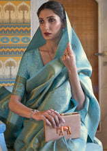 Load image into Gallery viewer, Shades Of Blue Soft Handloom Weave Kanjivaram Silk Saree : Festival Edition