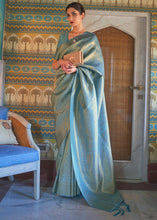Load image into Gallery viewer, Shades Of Blue Soft Handloom Weave Kanjivaram Silk Saree : Festival Edition