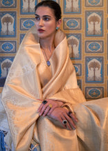 Load image into Gallery viewer, Beige Brown Soft Handloom Weave Kanjivaram Silk Saree : Festival Edition