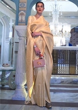 Load image into Gallery viewer, Beige Brown Soft Handloom Weave Kanjivaram Silk Saree : Festival Edition