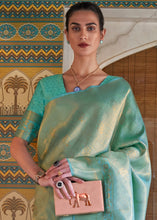 Load image into Gallery viewer, Bermuda Teal Green Soft Handloom Weave Kanjivaram Silk Saree : Festival Edition