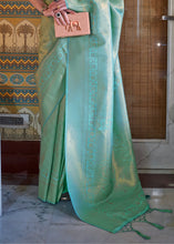Load image into Gallery viewer, Bermuda Teal Green Soft Handloom Weave Kanjivaram Silk Saree : Festival Edition