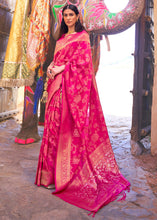 Load image into Gallery viewer, Peony Pink Handloom Weave Soft Banarasi Silk Saree