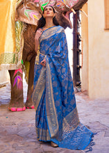 Load image into Gallery viewer, Cobalt Blue Handloom Weave Soft Banarasi Silk Saree