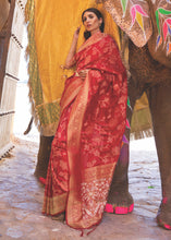 Load image into Gallery viewer, Rufous Red Handloom Weave Soft Banarasi Silk Saree