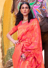 Load image into Gallery viewer, Fiery Rose Pink Handloom Weave Soft Banarasi Silk Saree