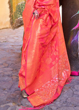 Load image into Gallery viewer, Fiery Rose Pink Handloom Weave Soft Banarasi Silk Saree