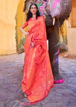 Load image into Gallery viewer, Fiery Rose Pink Handloom Weave Soft Banarasi Silk Saree