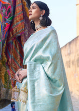 Load image into Gallery viewer, Frost Blue Soft Handloom Weave Kanjivaram Silk Saree
