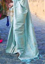Load image into Gallery viewer, Frost Blue Soft Handloom Weave Kanjivaram Silk Saree