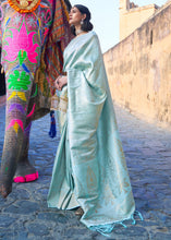 Load image into Gallery viewer, Frost Blue Soft Handloom Weave Kanjivaram Silk Saree