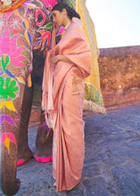 Load image into Gallery viewer, Light Coral Pink Soft Handloom Weave Kanjivaram Silk Saree