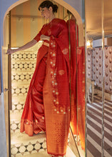 Load image into Gallery viewer, Rufous Red Copper Zari Woven Tussar Silk Saree